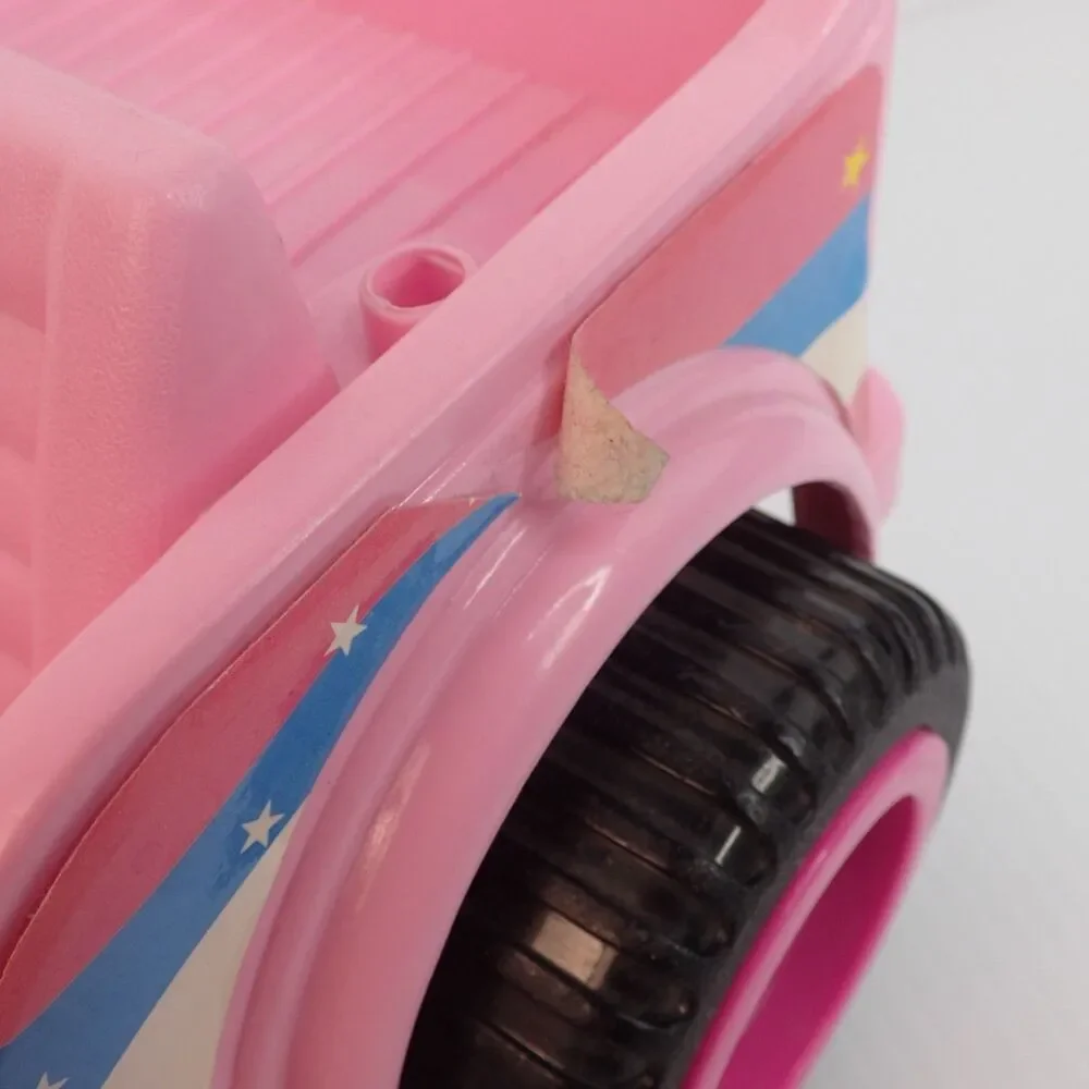 Vintage Barbie Pink Plastic Jeep Pink Rims Black Wheels NO Canopy Top